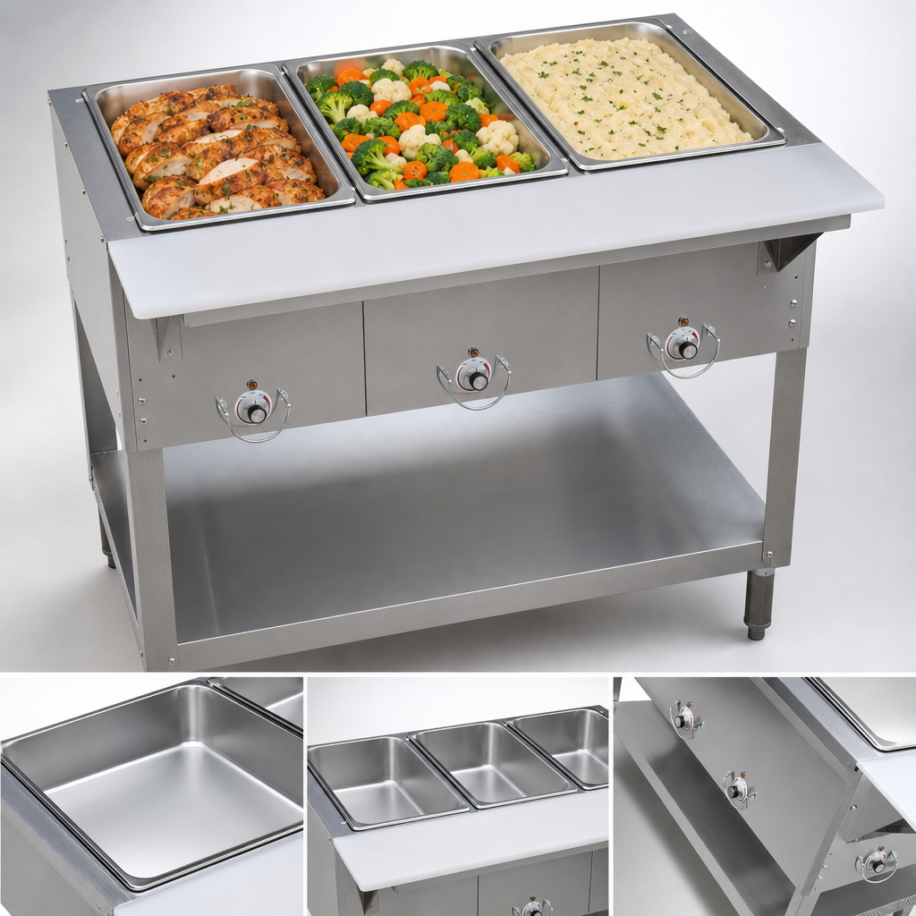 Three Open Wells for 12 x 20 Pans