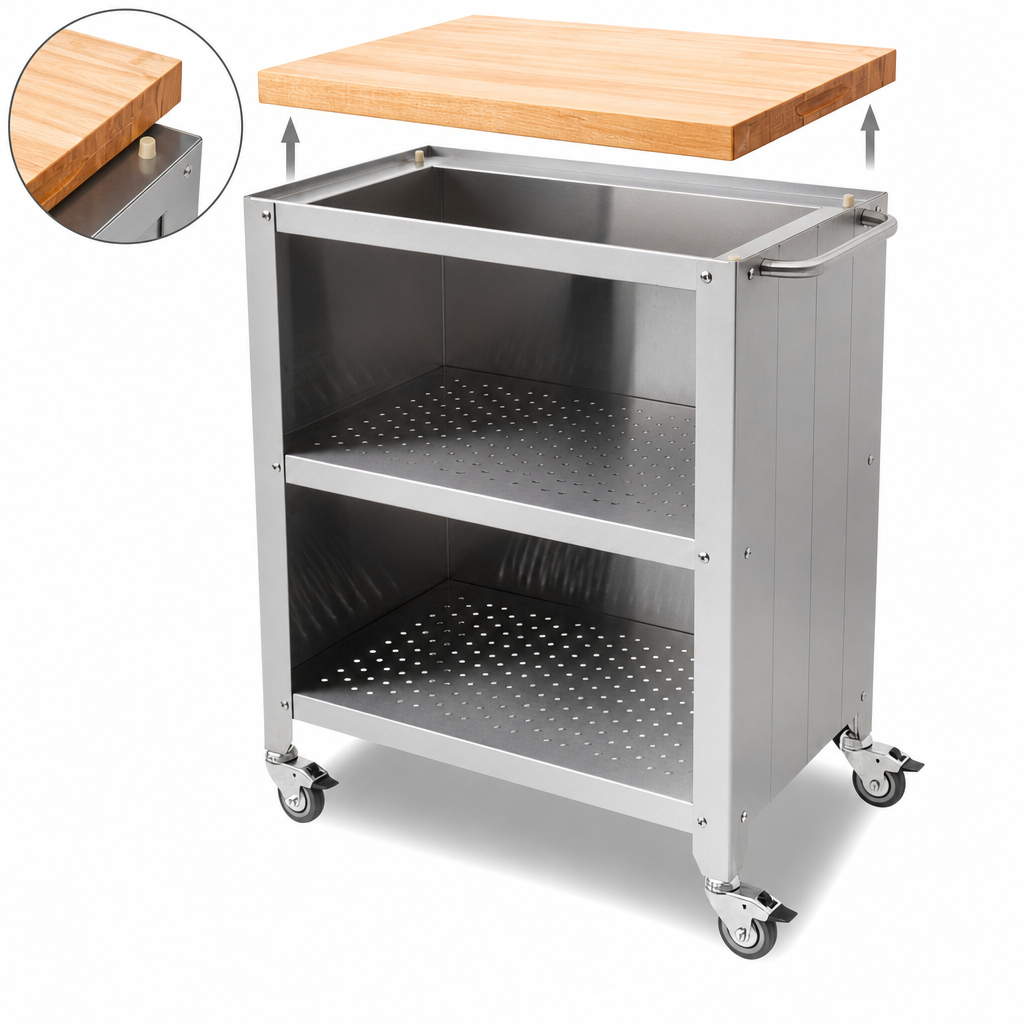 Removable Edge Grain Cutting Board Top