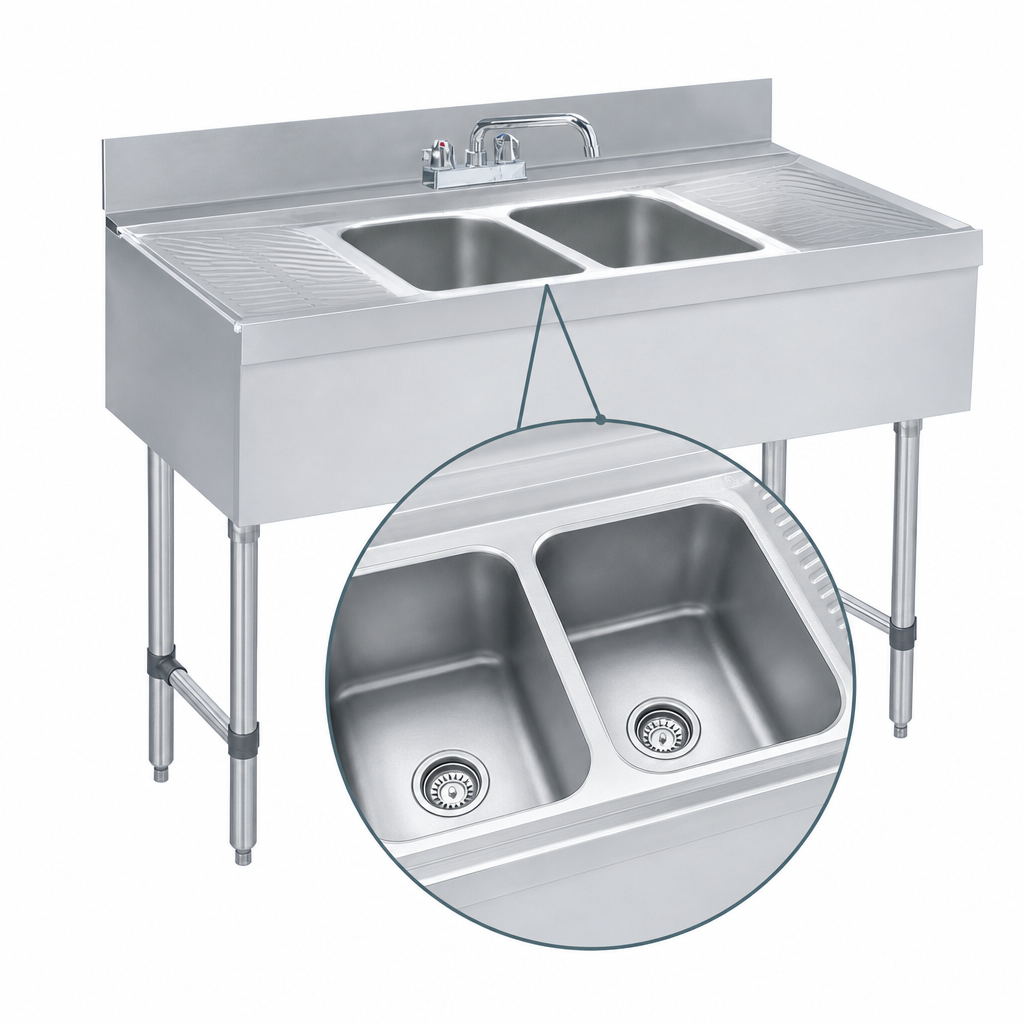 Two Deep Drawn Sink Bowls