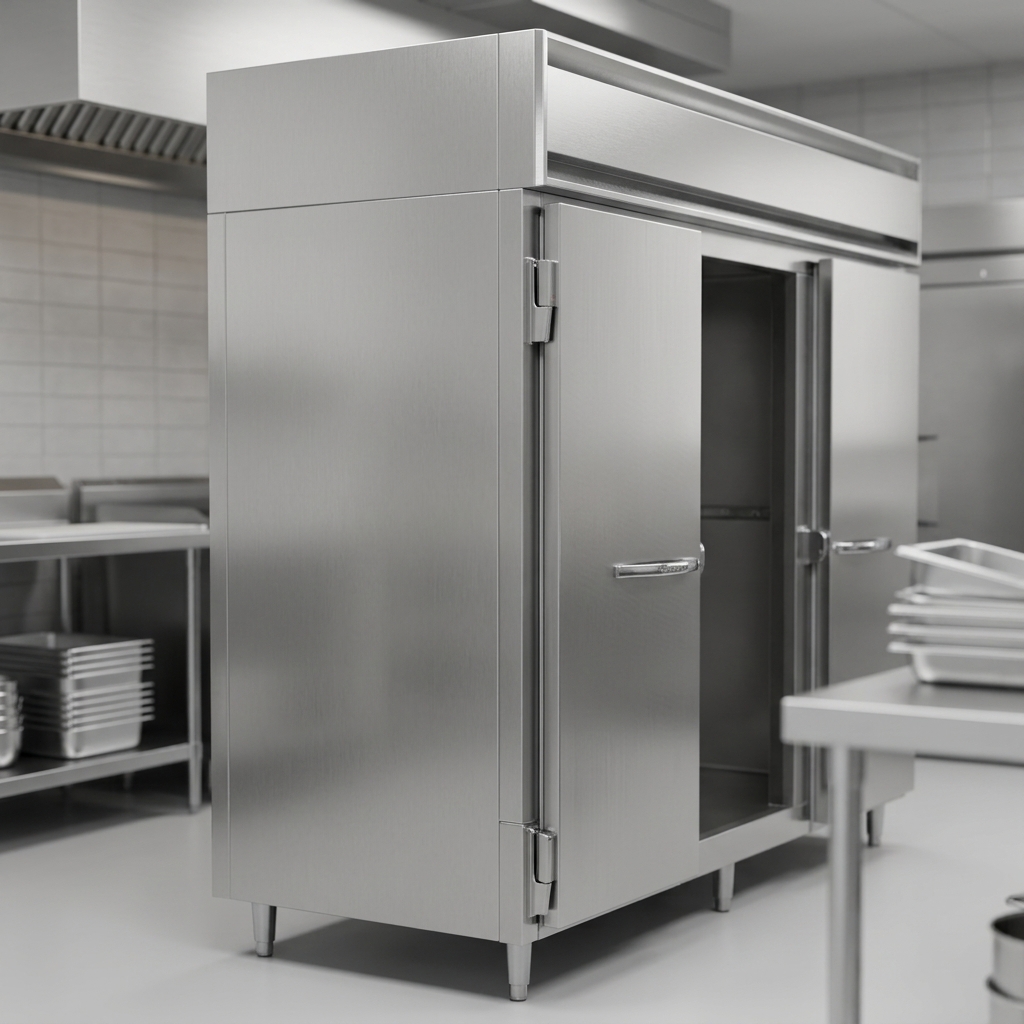 The cabinet's robust design highlights its superior insulation for exceptional temperature retention and energy efficiency.