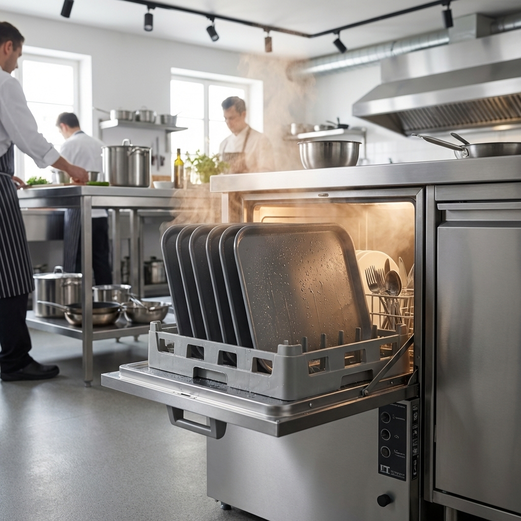 This image highlights the undercounter dishwasher's sustainer heater, ensuring consistently warm tank temperatures for effective cleaning performance rack after rack.