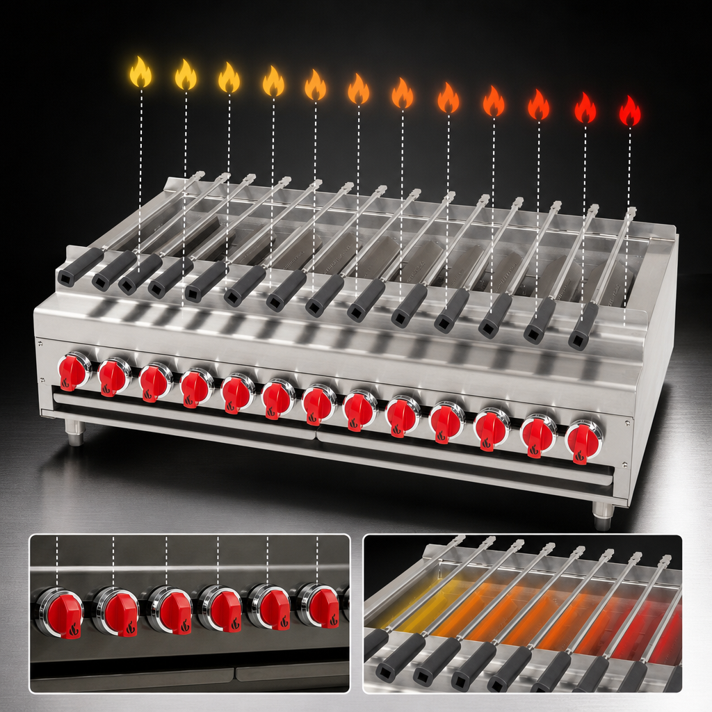 12 Individually Controlled Burners