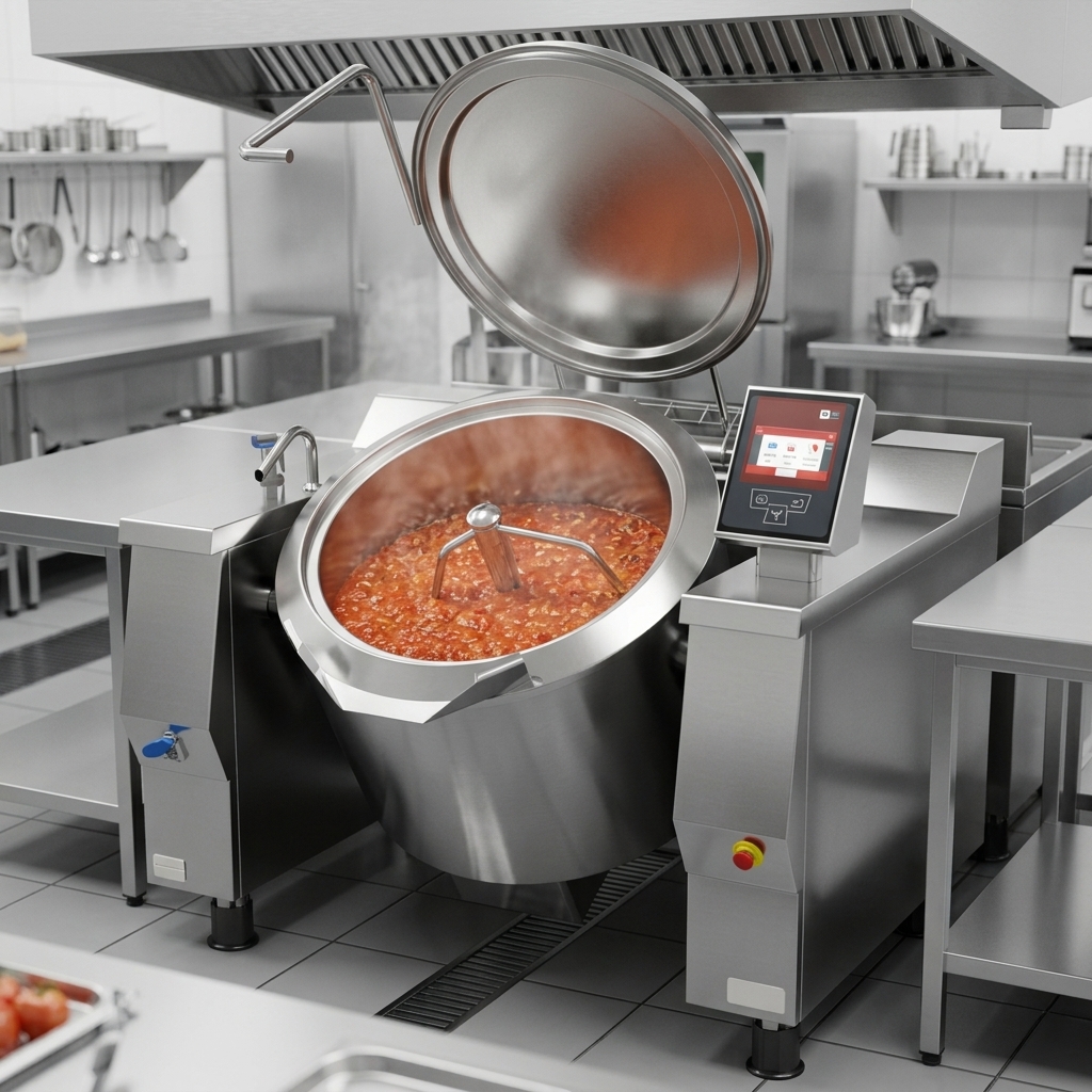 Experience consistent culinary results with the braising pan's advanced heating tank walls, ensuring uniform heat distribution for every dish.