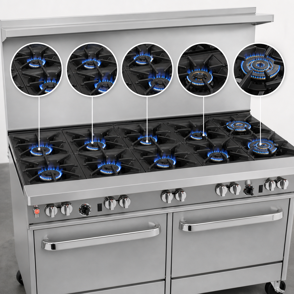 Nine Open Burners