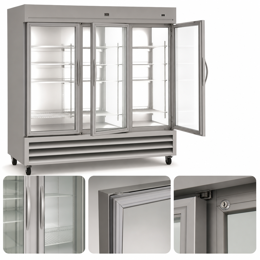 Three Hinged Glass Doors