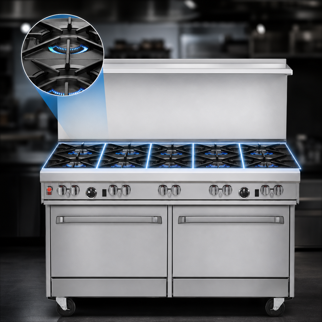 Six Non-Clog Open Burners