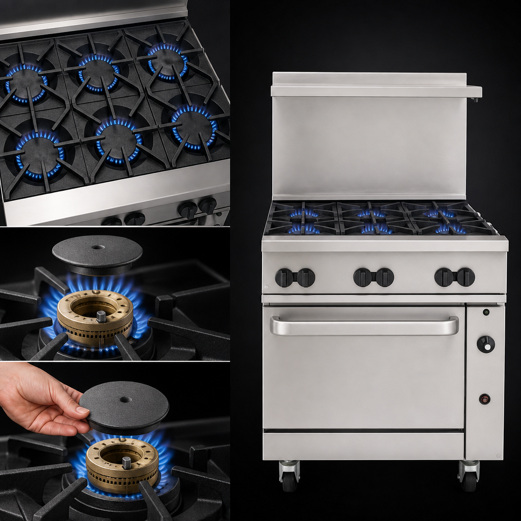 Six 30,000 BTU Open Burners