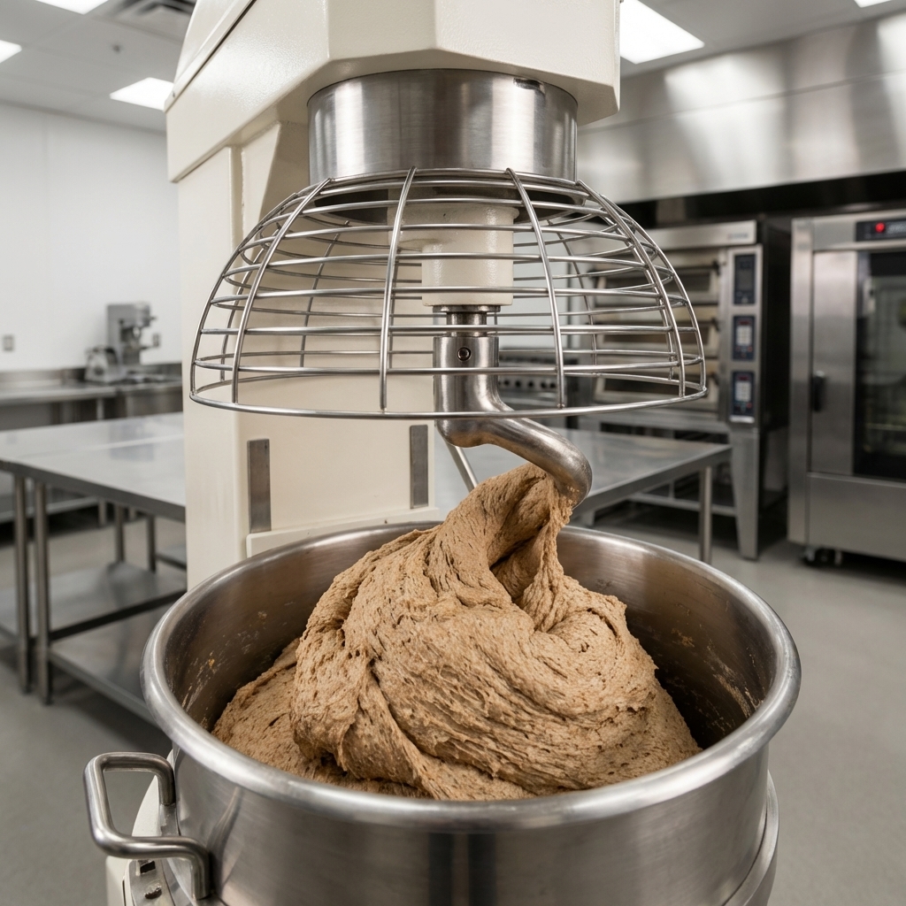Watch the American Baking Systems 40 Quart Planetary Mixer effortlessly tackle dense dough, highlighting its incredibly powerful motor.