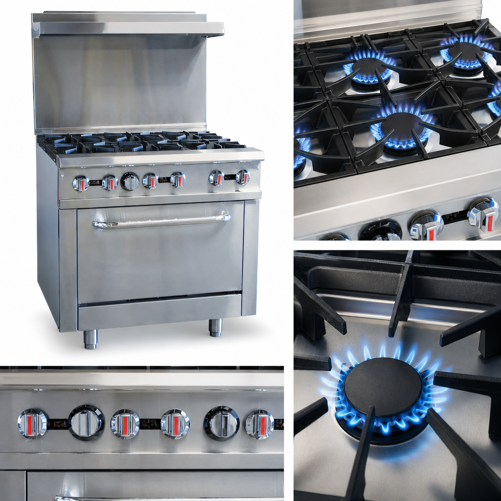 Six High-Output Open Burners