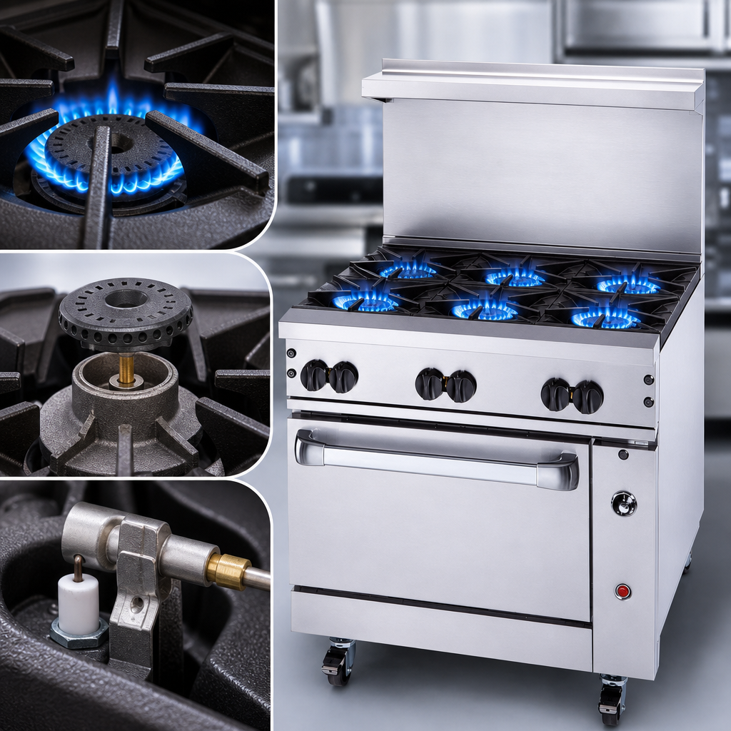 Six 30,000 BTU Open Burners