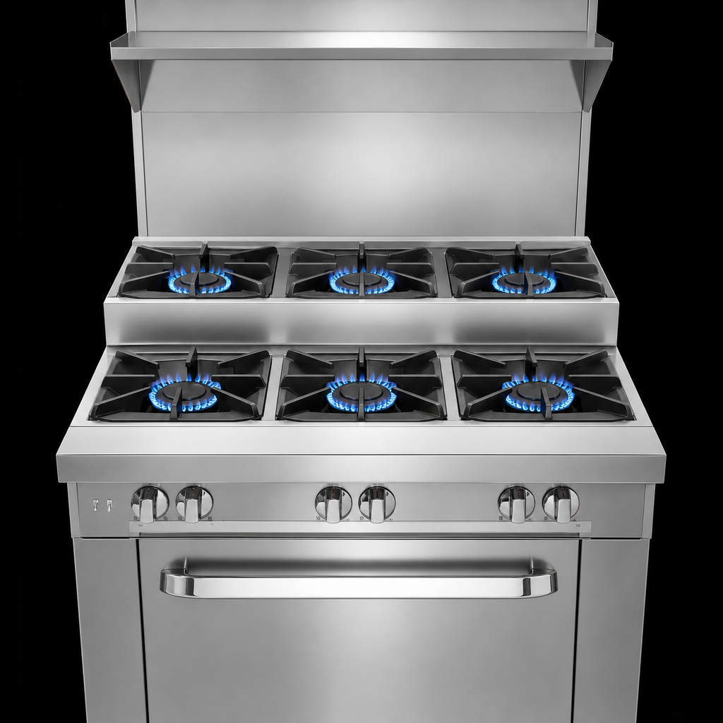 Six Open-Top Burners