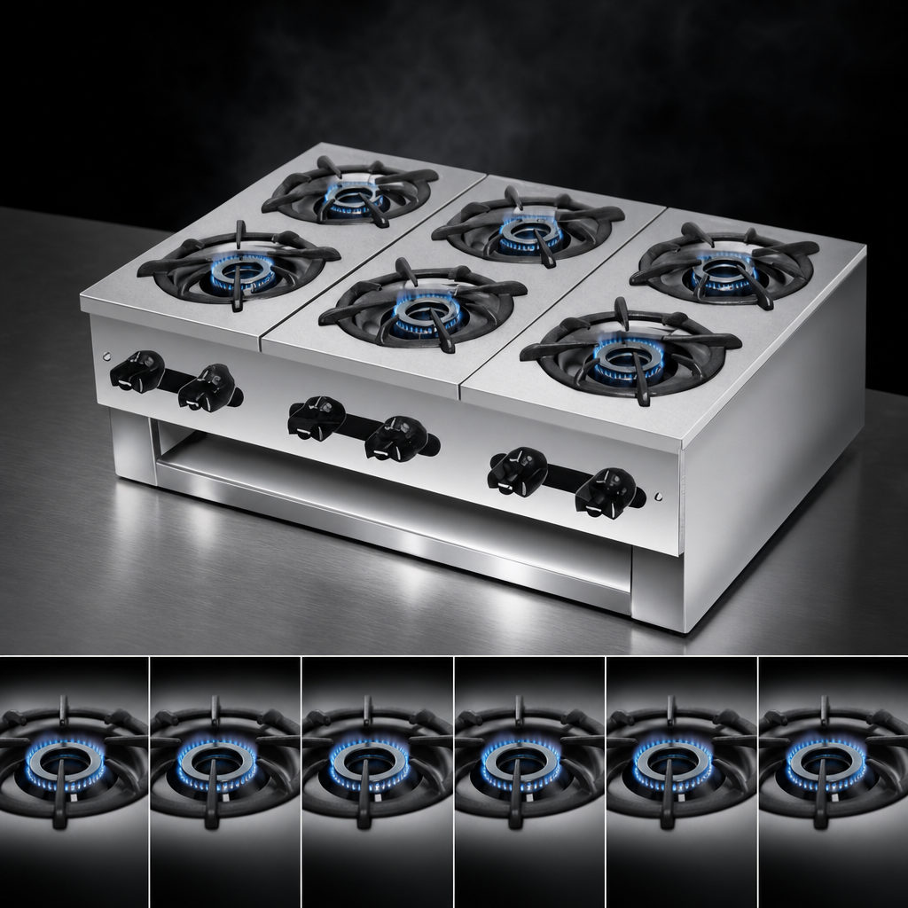 Six Cast Iron Burners