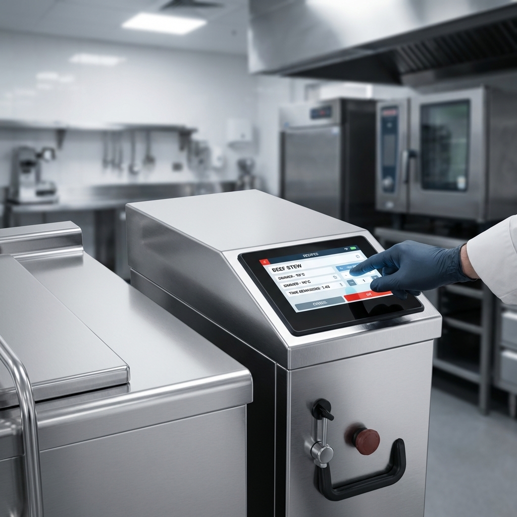 Effortlessly manage your cooking processes with the multicooker's intuitive 7" touch screen programmable electronic controls.