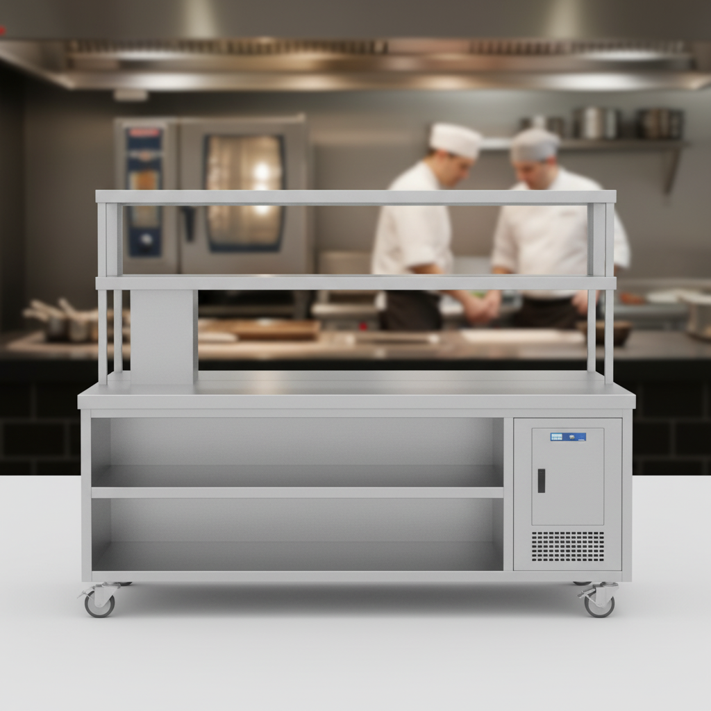This image showcases the modular design of the right section chef service counter, engineered to seamlessly combine with other modules for a custom kitchen layout.