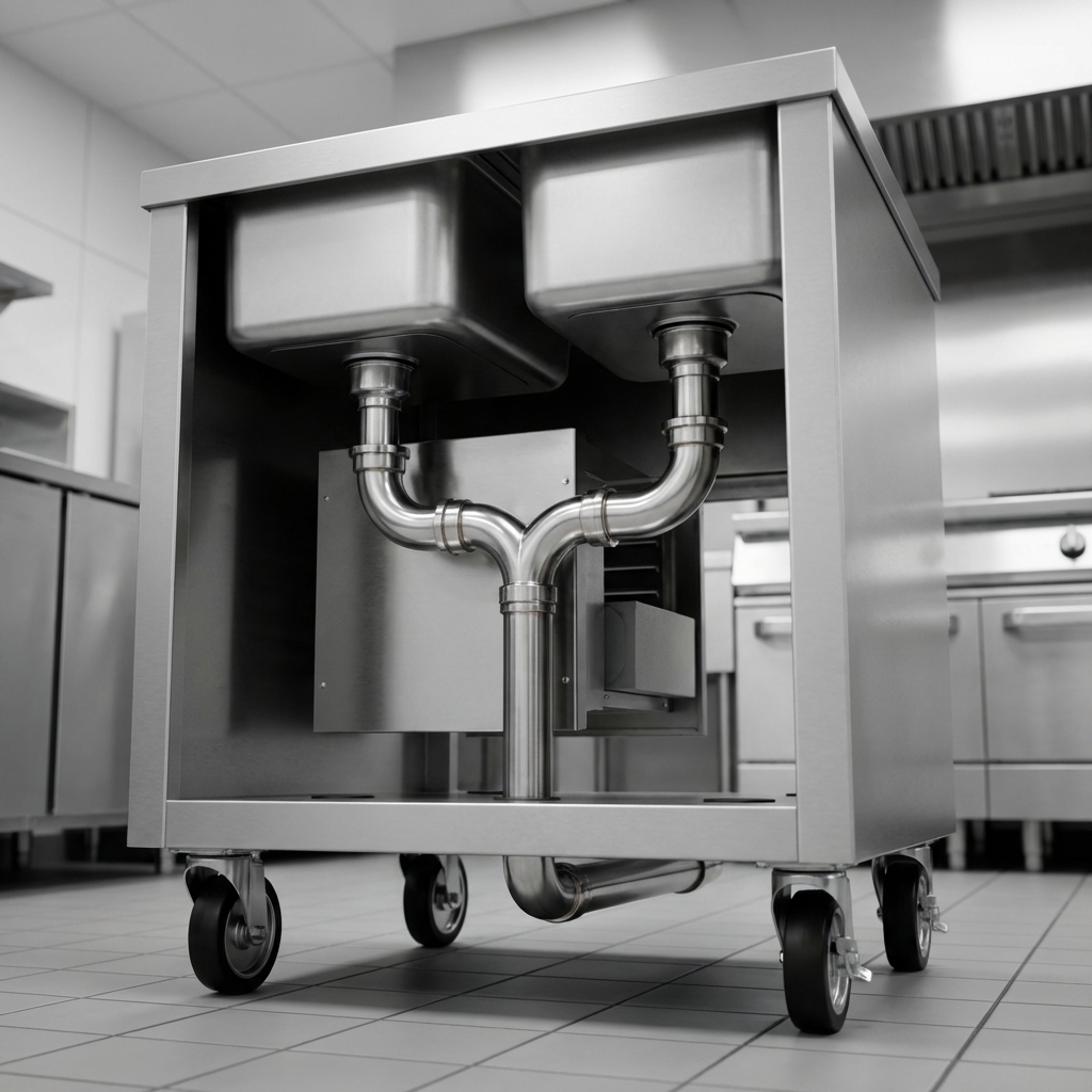 Observe the efficient manifolded drain system, expertly consolidating individual cold well drains into a single, streamlined output for simplified waste management.