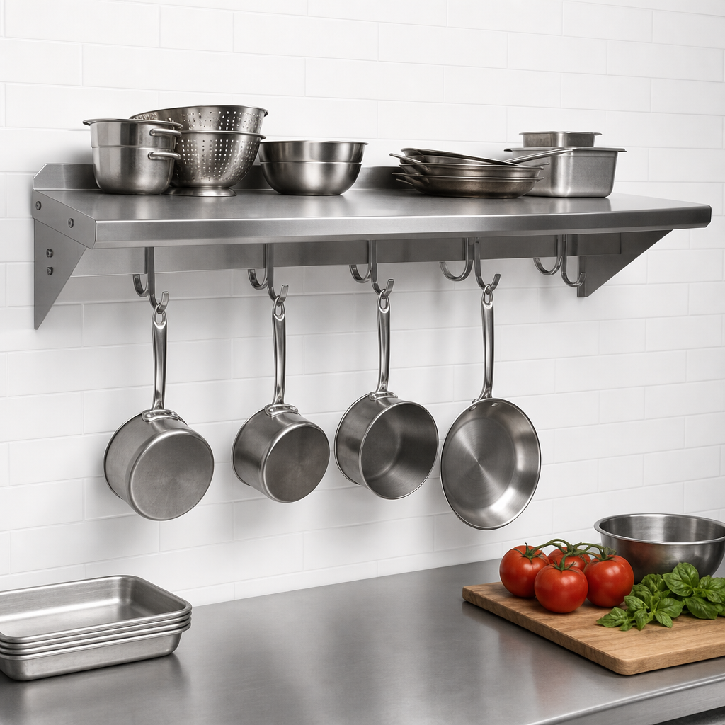 Wall-Mounted Pot Rack Shelf