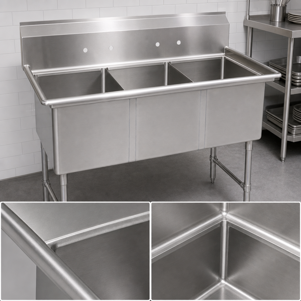 16-Gauge 304 Stainless Steel Deck and Bowls