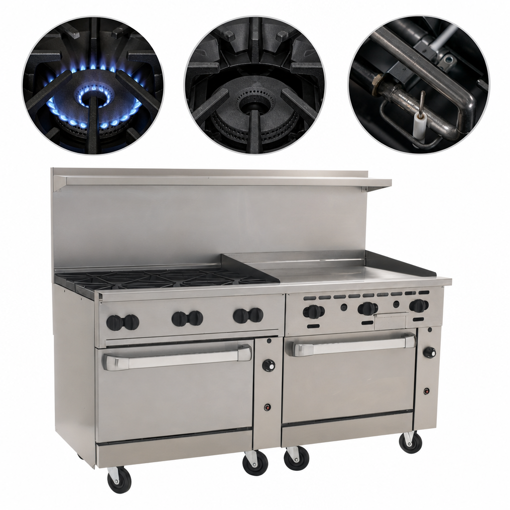 Six 30,000 BTU Open Burners