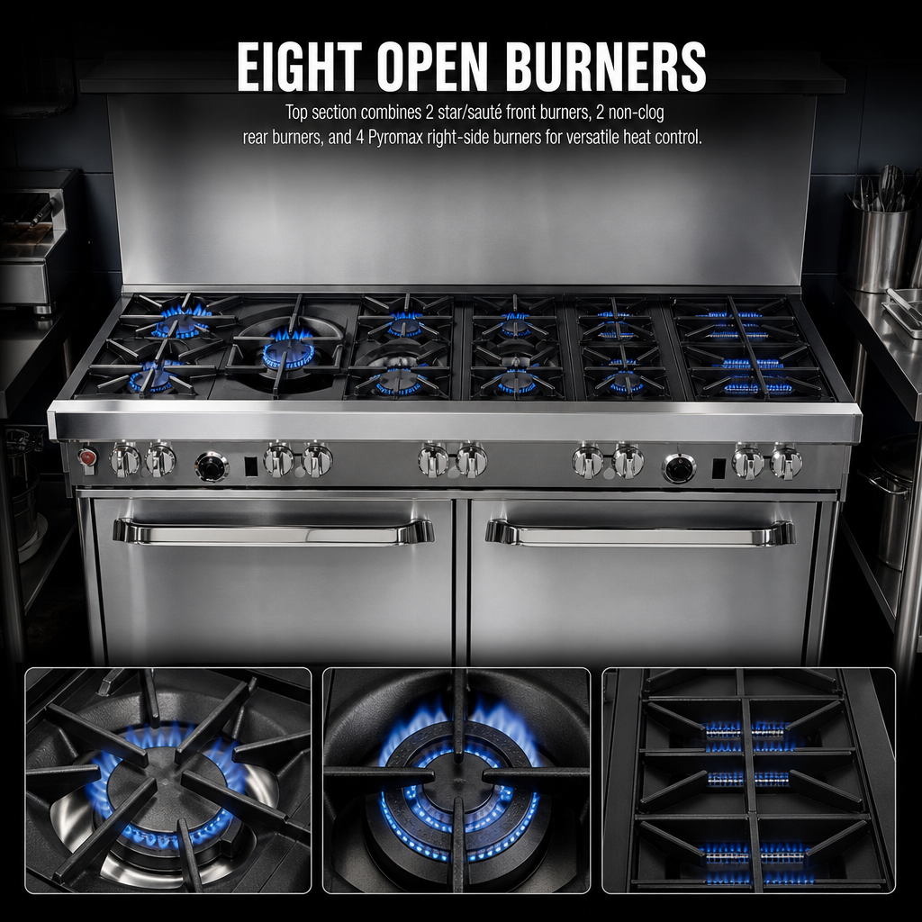 Eight Open Burners