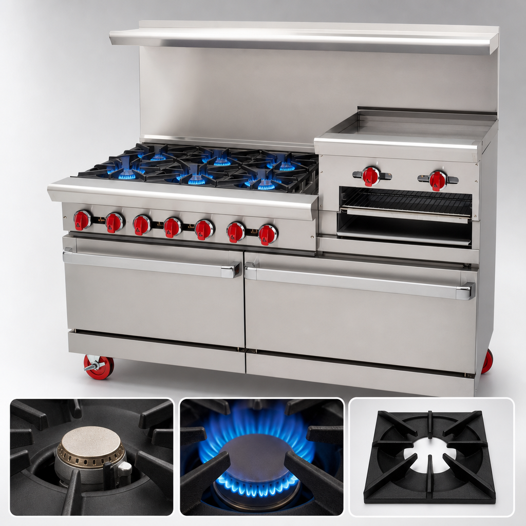 Six 32,000 BTU Open Burners