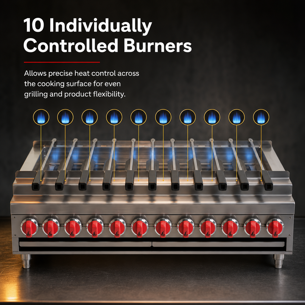 10 Individually Controlled Burners