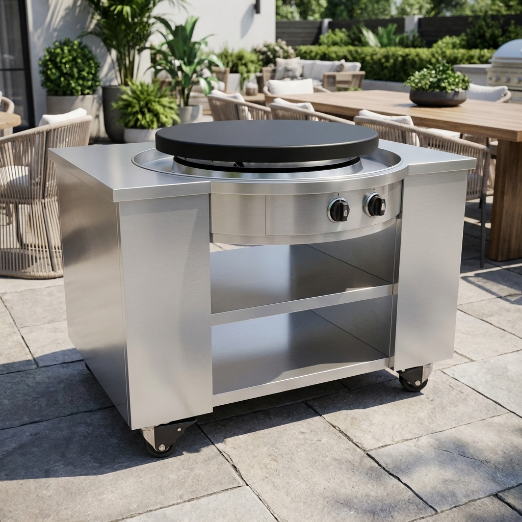 This image highlights the Evo Affinity 30G DCS Cooking Station, meticulously designed for versatile outdoor commercial cooking applications.