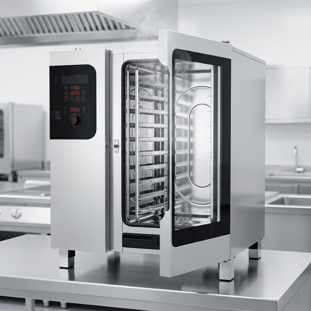 Experience effortless hygiene with the combi oven's ConvoClean+ fully automatic cleaning system, ensuring a sparkling interior every time.