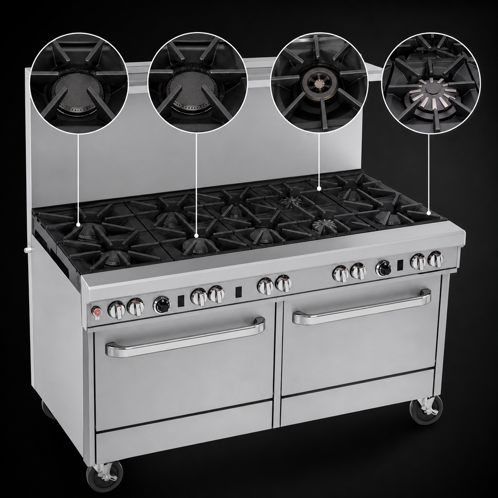 Nine Open Burners