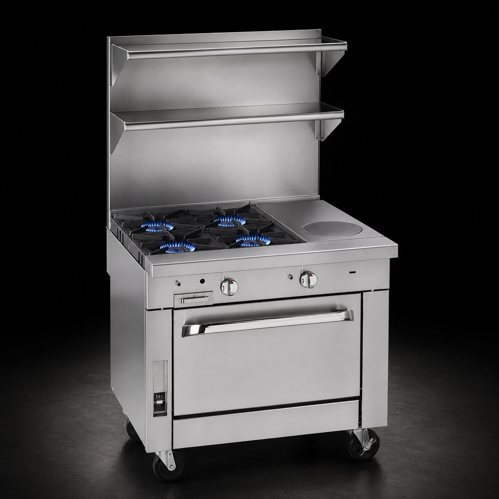 Four Open Burners Plus Hot Top