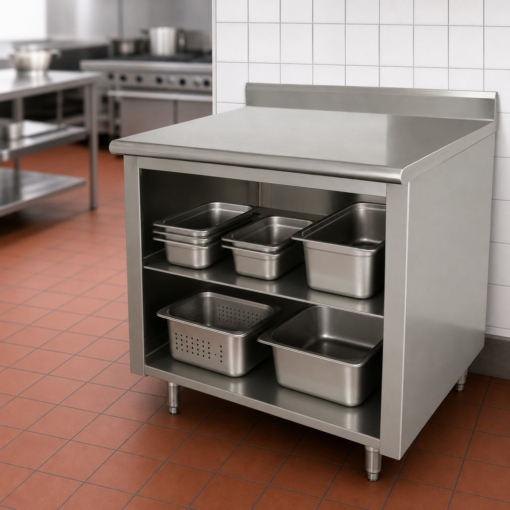 Open Front Cabinet Base with Mid-Shelf
