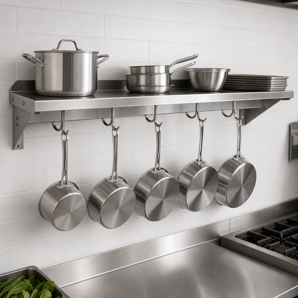 Integrated Pot Rack Shelf