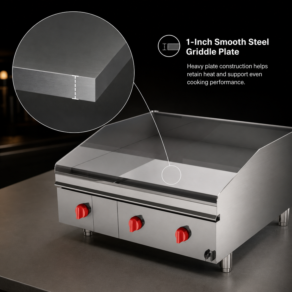 1-Inch Smooth Steel Griddle Plate