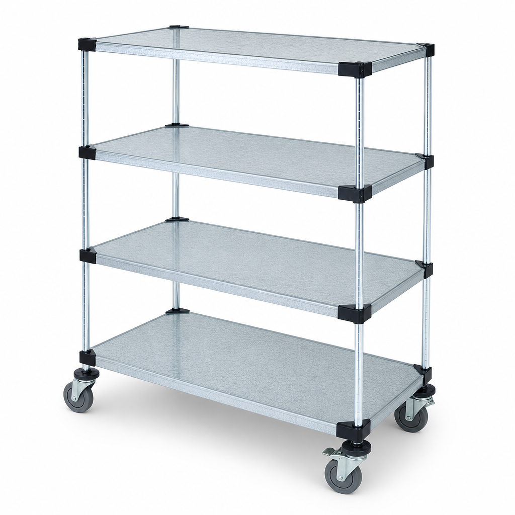 Four Solid Galvanized Steel Shelves