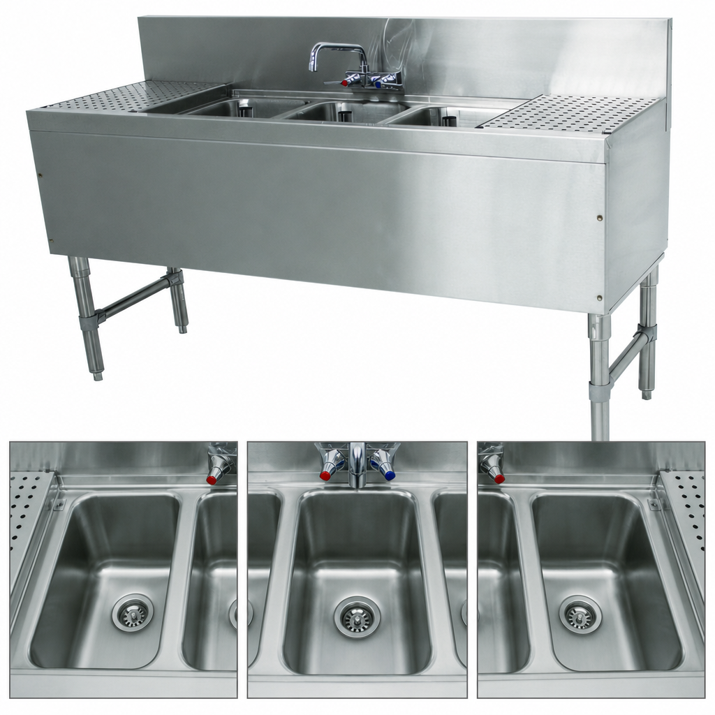 Three Deep-Drawn Sink Bowls
