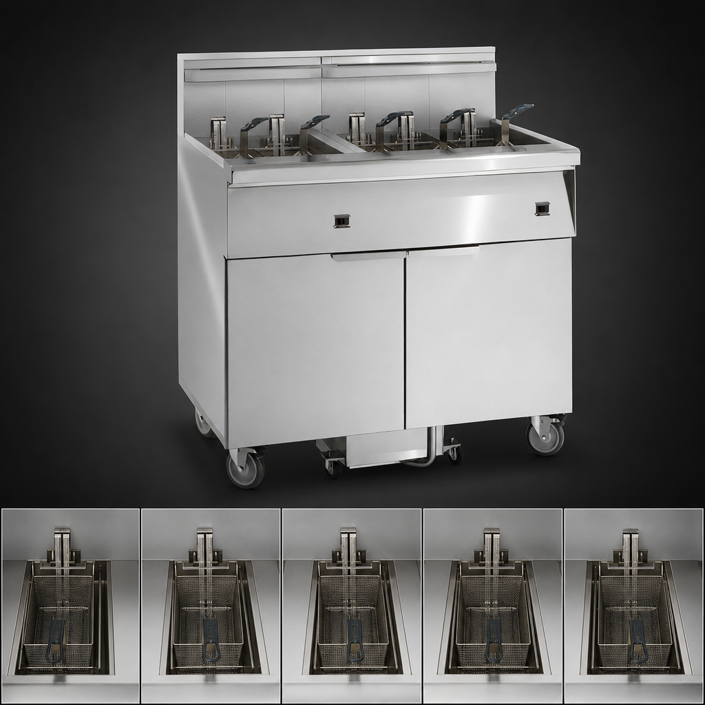 Five 75-Lb. Fryers