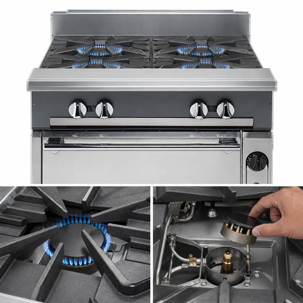Four 35,000 BTU Open Burners