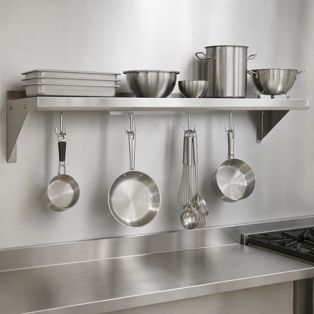 Wall-Mounted Overshelf with Pot Rack