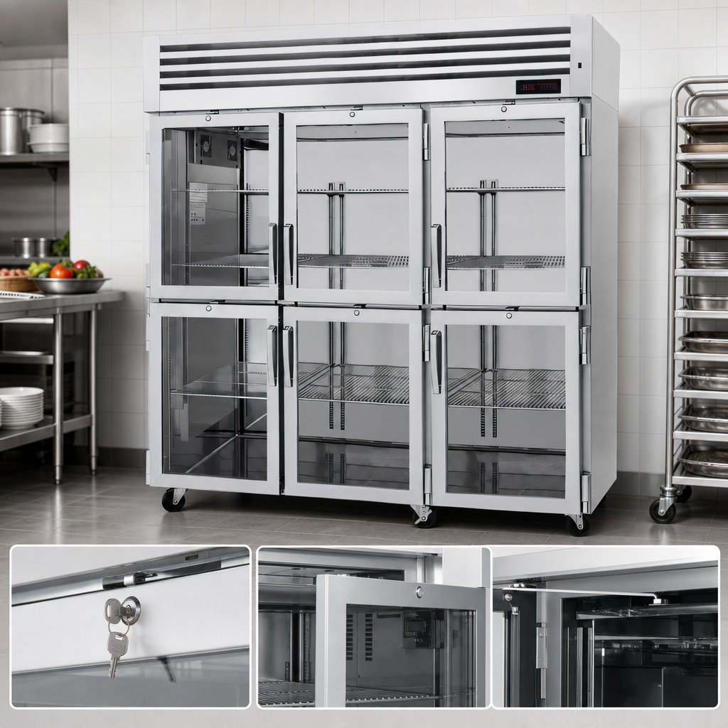 Six Self-Closing Glass Half Doors