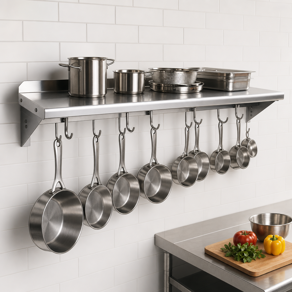 Wall-Mounted Pot Rack Shelf