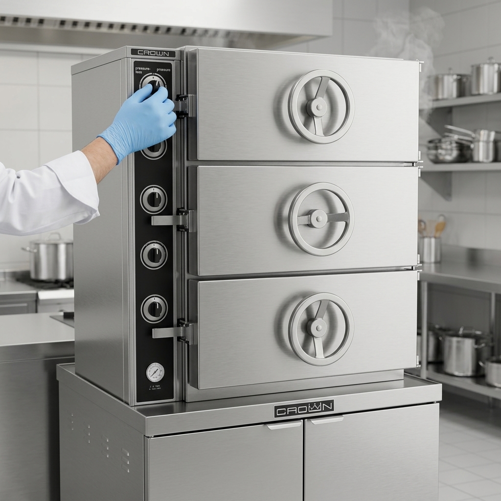 Effortlessly switch between pressure and pressure-less cooking with the versatile dual mode top compartment of this powerful steamer.