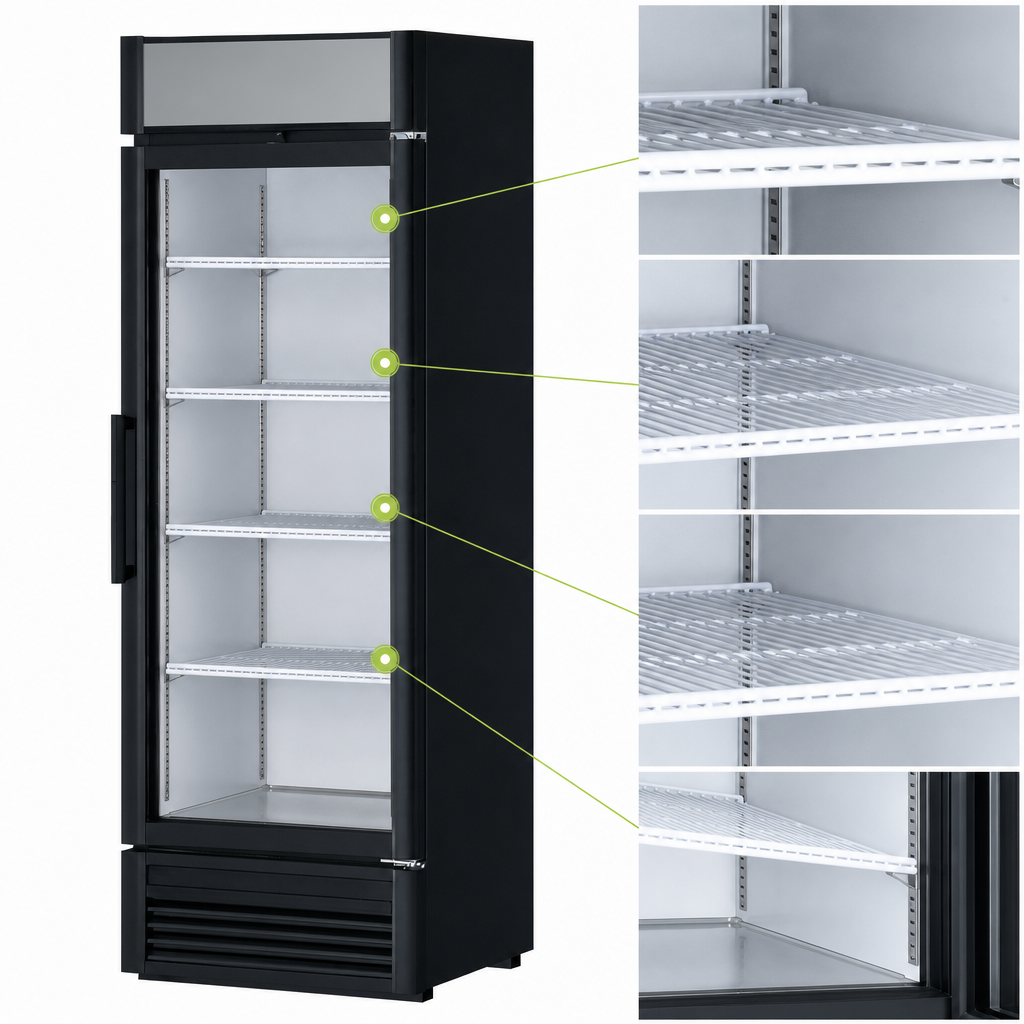 Four Adjustable PE-Coated Wire Shelves