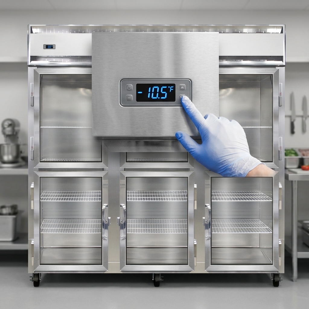 Precisely monitor and adjust temperatures with the freezer's clear electronic control and digital display for optimal food safety.