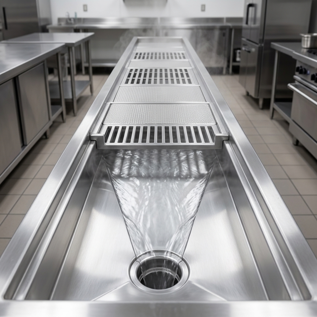 Experience efficient water evacuation with this cool trough's built-in pitch, expertly guiding water directly into its 4-inch drain.