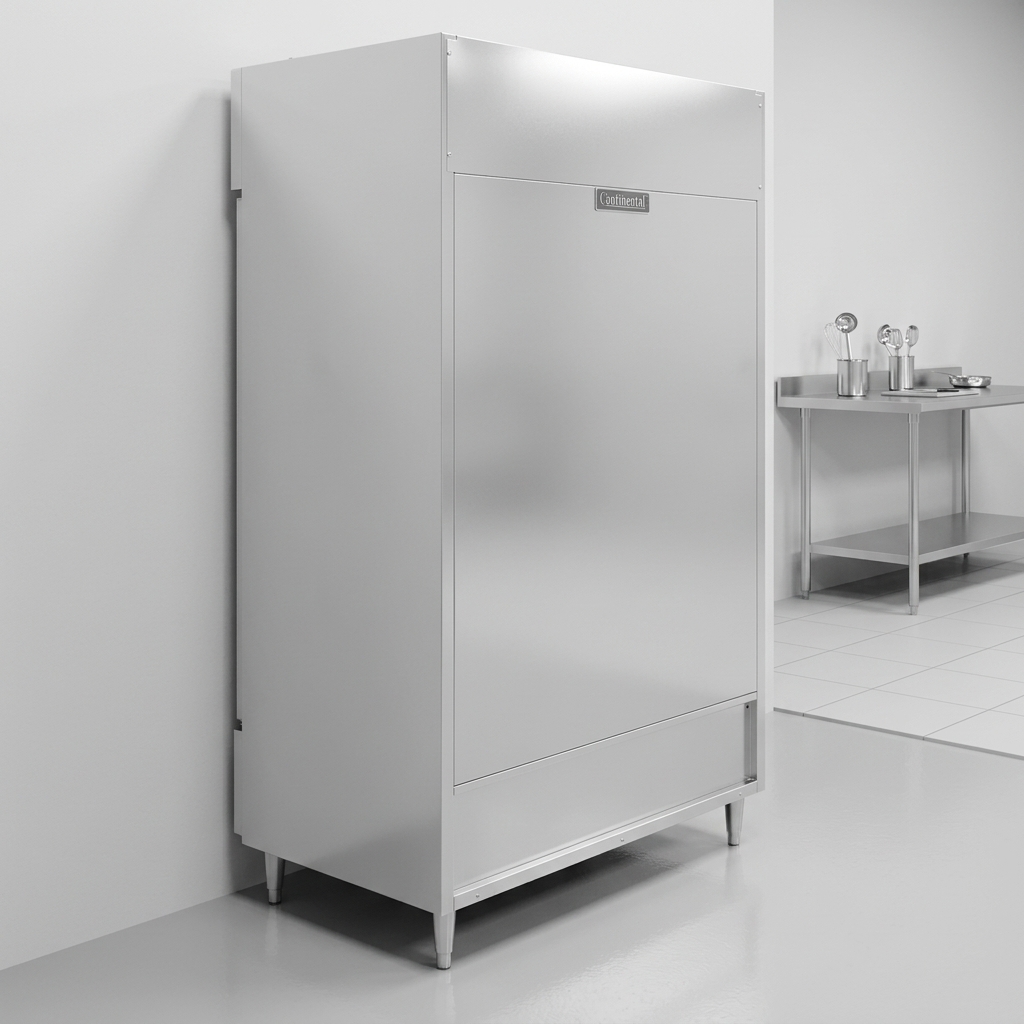 This image highlights the freezer's automatic electric condensate evaporator, ensuring a clean installation without the need for external drains.