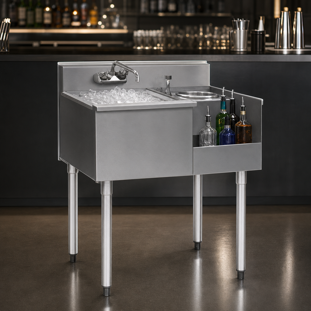 Integrated Ice Bin and Cocktail Station