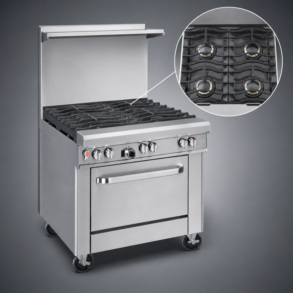 Four Non-Clog Open Burners