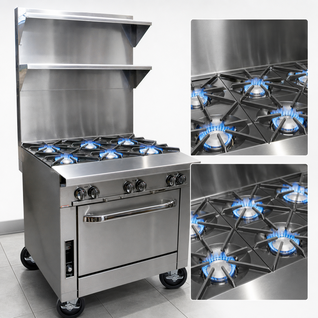 Six 35,000 BTU Open Burners
