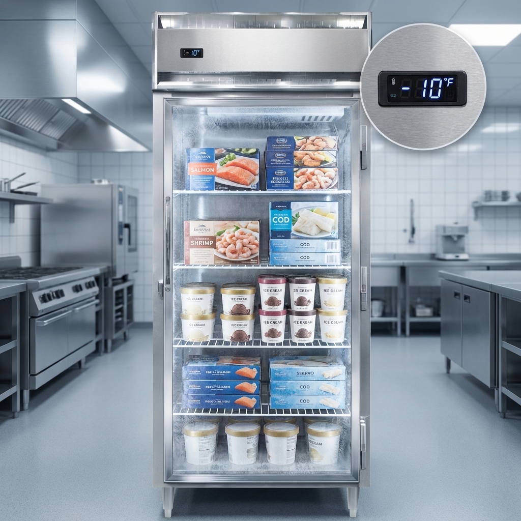 Experience superior preservation with this extra-wide display reach-in freezer, capable of maintaining powerful temperatures as low as -10°F.