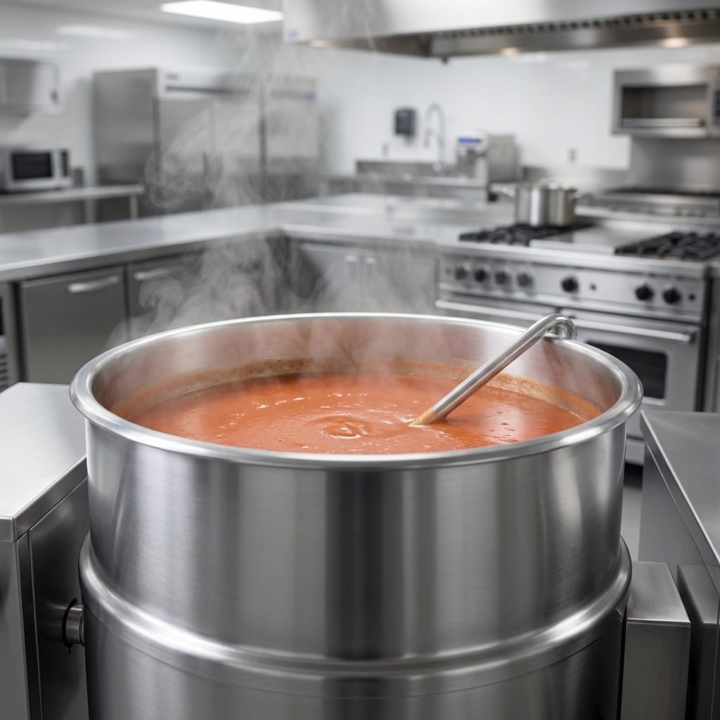 Experience the 2/3 steam jacket providing superior, even heating across the kettle's surface, ensuring no scorching for perfectly cooked results.