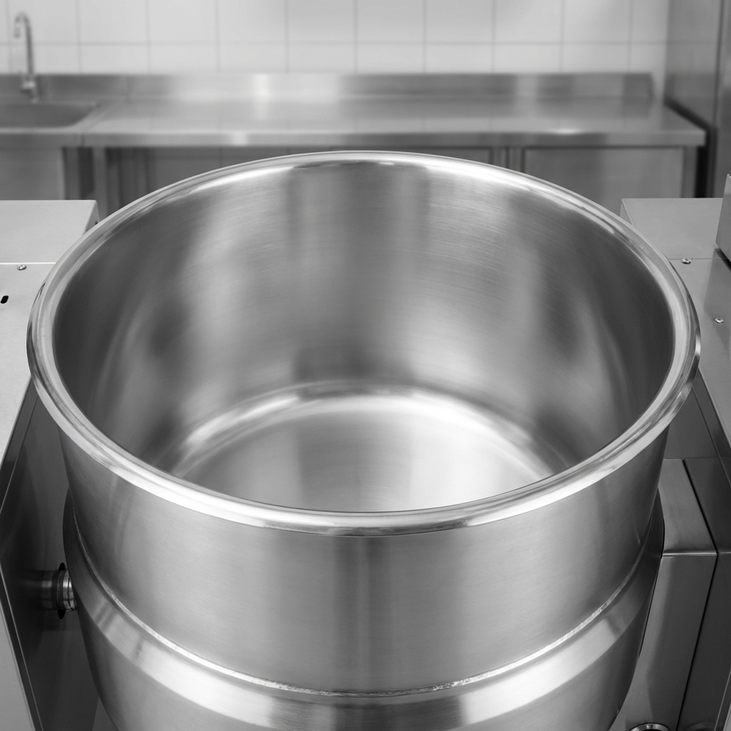 The kettle's pristine 316 stainless steel liner is showcased, highlighting its superior corrosion resistance and hygienic design.
